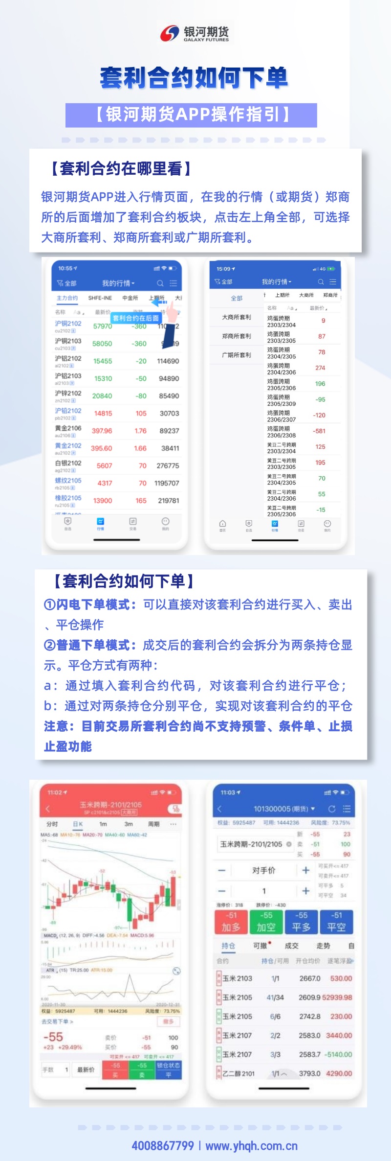 銀河期貨APP如何進行套利合約下單